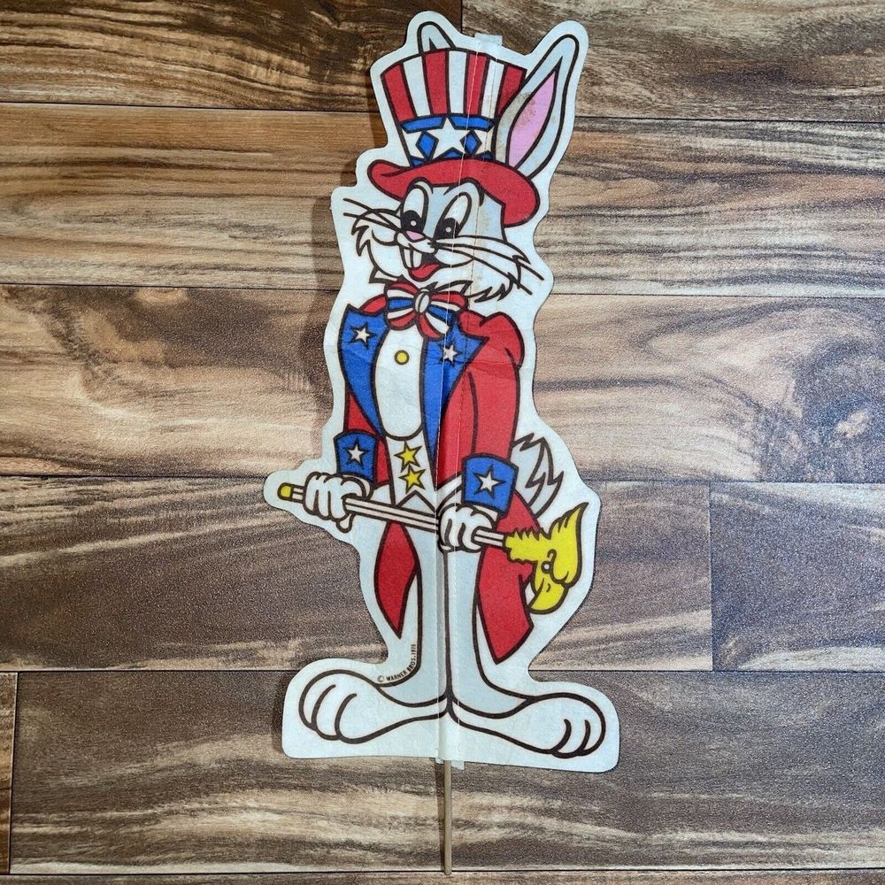 Vintage 1975 Bugs Bunny Warner Bros Looney Tunes Uncle Sam Patriotic Yard Sign
